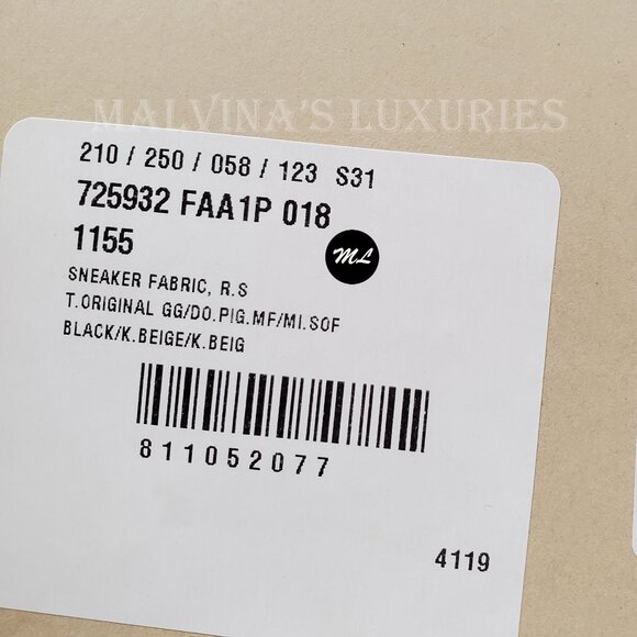 GUCCI SNEAKERS MENS RHYTON BLACK GG SUPREME BROWN LEATHER SHOES sz 8 8.5 - Picture 16 of 16